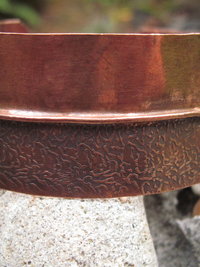 Wide copper fold form cuff bracelet
