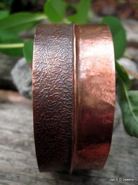 Wide copper fold form cuff bracelet