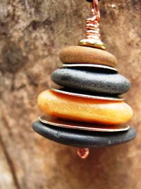 Rock Cairn Pendant in browns and blacks with silver spacers