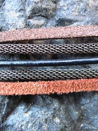 leather cord and mesh chain for Om Rock Cairn
