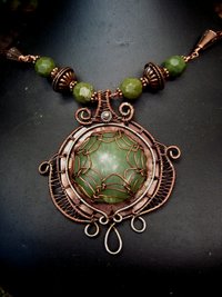 Gemstone mixed metal necklace with viking knit chain