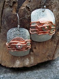 Mixed metal wire wrap earrings