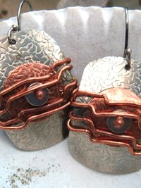 Mixed metal wire wrap earrings