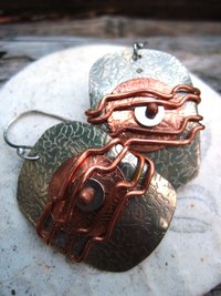 Mixed metal wire wrap earrings