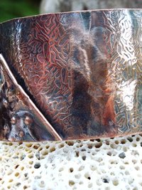 Textured fold form copper organic tribal cuff bracelet