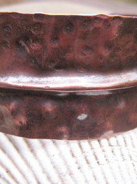 Copper textured fold form organic tribal cuff 