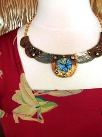 Recycled tin and mixed metal butterfly collar necklace