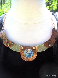 Recycled tin and mixed metal butterfly collar necklace