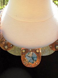 Recycled tin and mixed metal butterfly collar necklace