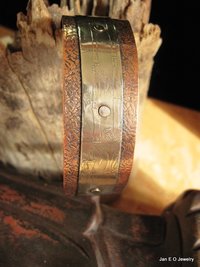 Mixed metal German silver and copper healing textured zen  design cuff
