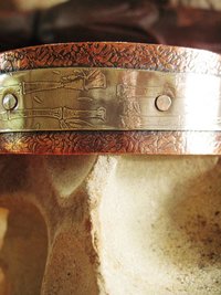 Mixed metal German silver and copper healing textured zen  design cuff