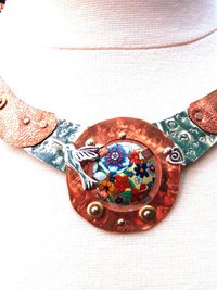 ReArt Tin and Mixed Metal  Hummingbird Breastplate