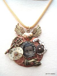 Steampunk reArt recycled mixed metal charm pendant