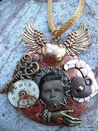 Steampunk reArt recycled mixed metal charm pendant