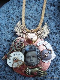 Steampunk reArt recycled mixed metal charm pendant