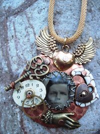 Steampunk reArt recycled mixed metal charm pendant