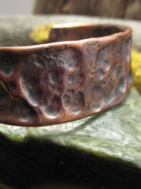 Tribal fold form copper cuff bracelet