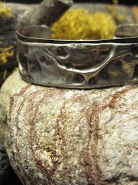 German Silver Primitive Boho Tribal Fold Form Cuff