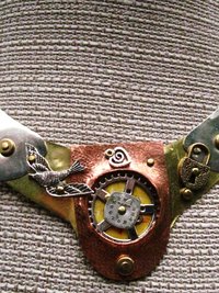 Steampunk mixed metal breast plate statement neck piece