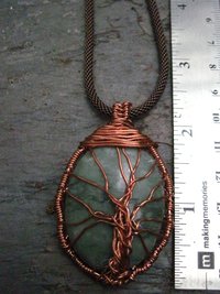 Aventurine and copper tree of life wire wrap pendant