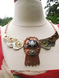 Tribal Winged Mixed Metals Statement Necklace