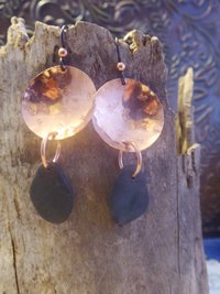 Om Rock Copper Dangle Beach Stone Earrings