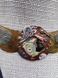 Steampunk winged mixed metal recycled breastplate neckpiece one of a kind statem