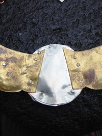 Steampunk winged mixed metal recycled breastplate neckpiece one of a kind statem