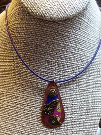 Hamsa  amulet Hand of Fatima recycled tin mixed metal spiritual pendant  bird in