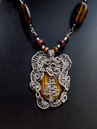 Big bold and sassy Tiger's Eye Tree of "Fir"giveness Statement Necklace