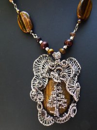 Big bold and sassy Tiger's Eye Tree of "Fir"giveness Statement Necklace