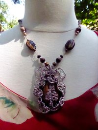 Big bold and sassy Tiger's Eye Tree of "Fir"giveness Statement Necklace