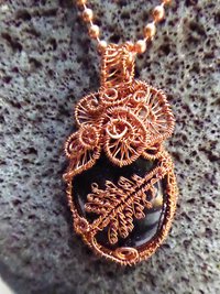 Blue Goldstone Wire woven copper tree pendant