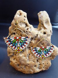 Multicolored sassy tin dangle earrings one of a kind