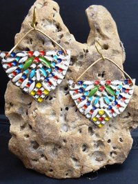Multicolored sassy tin dangle earrings one of a kind