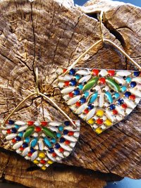 Multicolored sassy tin dangle earrings one of a kind