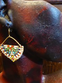 Multicolored sassy tin dangle earrings one of a kind