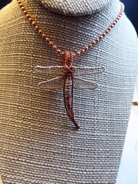Mixed metal wire woven dragonfly pendant