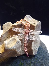 Mixed metal wire woven dragonfly pendant