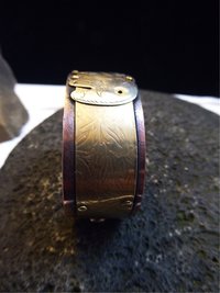 Mixed metal copper and nugold primitive elephant cuff bracelet