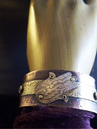 Mixed metal Hamsa Hand of Protection cuff bracelet