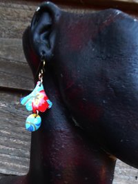 Trashy tinsel long dangle floral recycled tin earrings