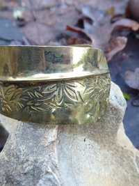 Handmade fold formed bronze cuff bracelet tribal design