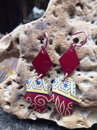 Trashy Tinsel hamsa dangle recycled tin earring
