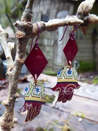 Trashy Tinsel hamsa dangle recycled tin earring