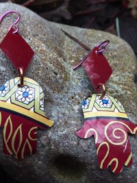Trashy Tinsel hamsa dangle recycled tin earring