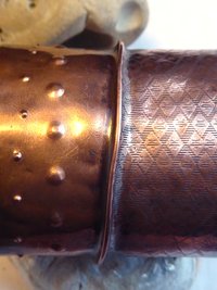 Wide Copper fold form forged tribal statement cuff bracelet