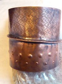 Wide Copper fold form forged tribal statement cuff bracelet