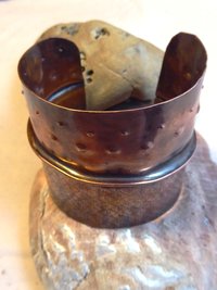 Wide Copper fold form forged tribal statement cuff bracelet
