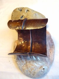 Wide Copper fold form forged tribal statement cuff bracelet